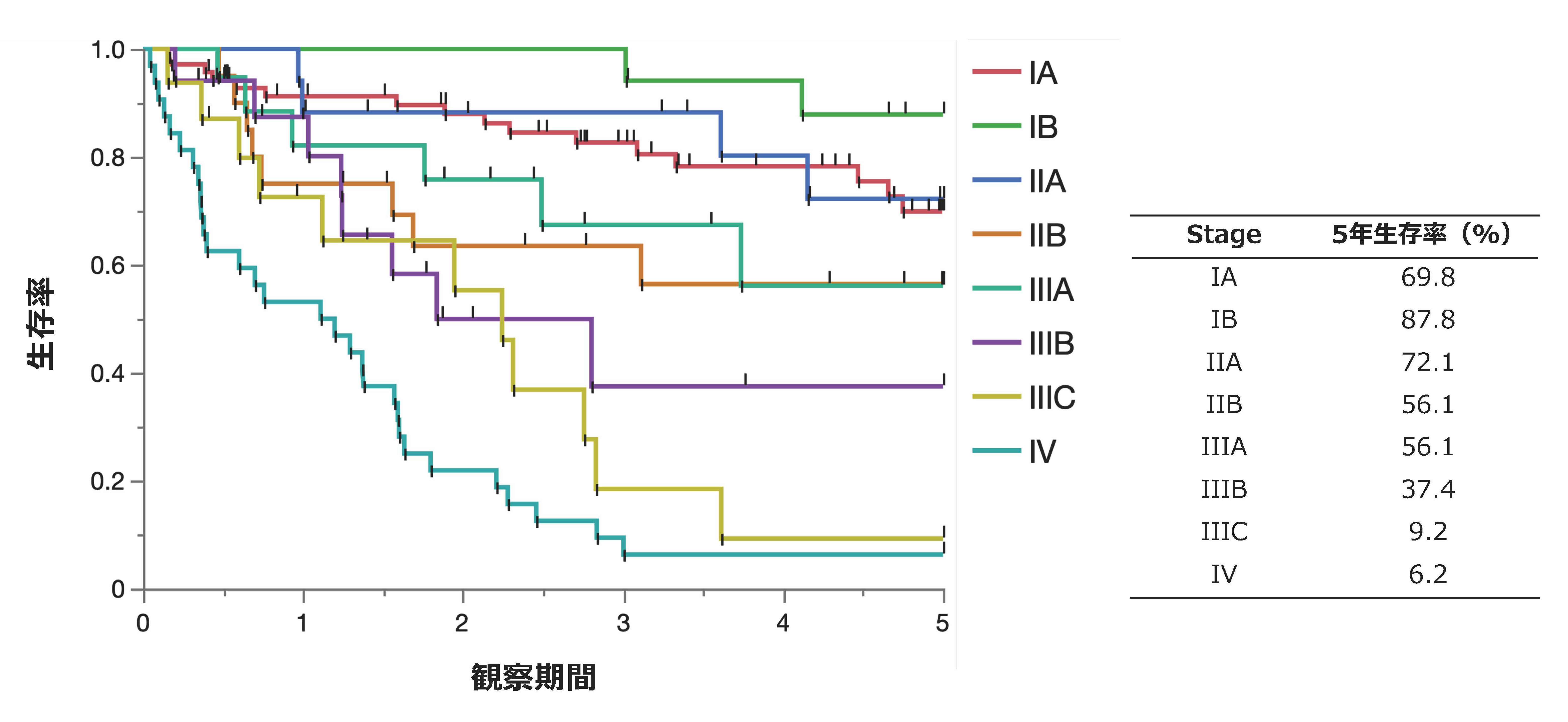 胃がん5年生存率グラフ
